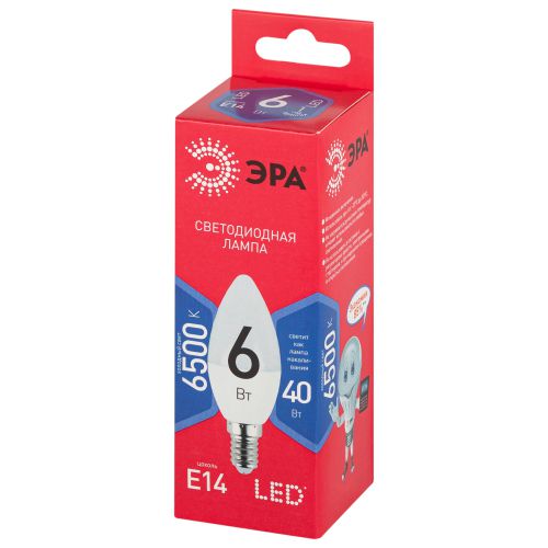 Лампа светодиодная RED LINE LED B35-6W-865-E14 R 6Вт B35 свеча 6500К нейтр. бел. E14 Эра Б0045339 фото в каталоге от BTSprom.by