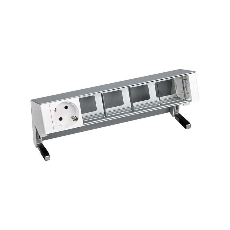 блок розеточный настольный 1х2p+e 4 пустых мод. алюм. simon 400 42501000-133 от BTSprom.by