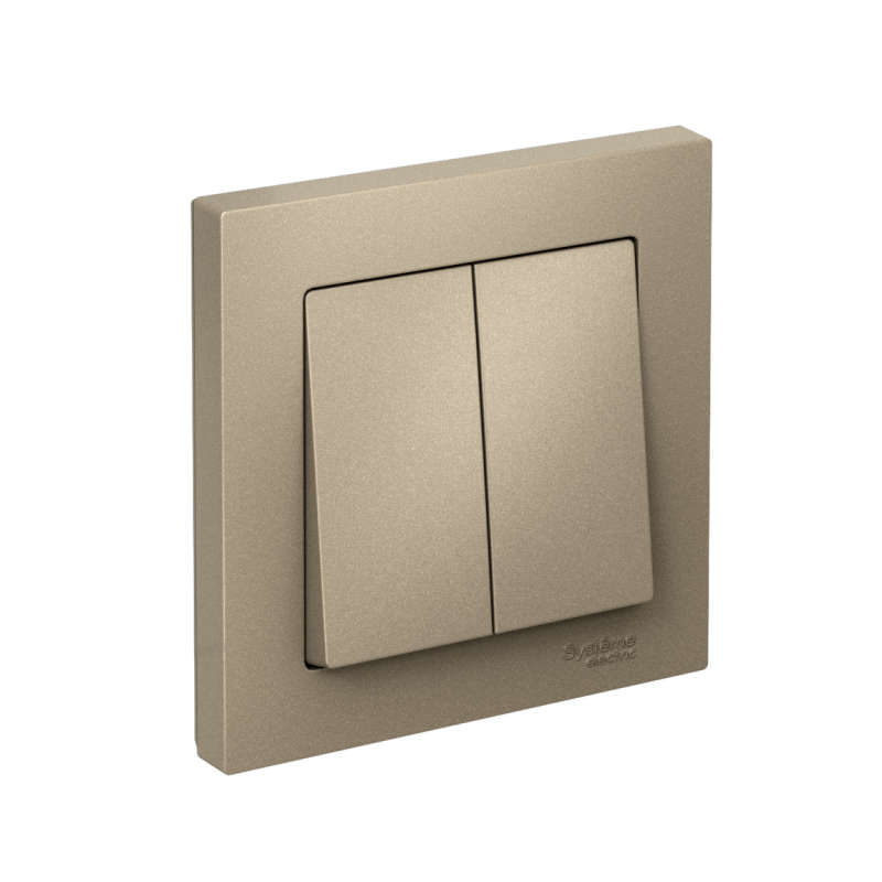 выключатель 2-кл. atlasdesign (сх. 5) 10ax быстрозажим. клем. в сборе шампань se atn000552s от BTSprom.by