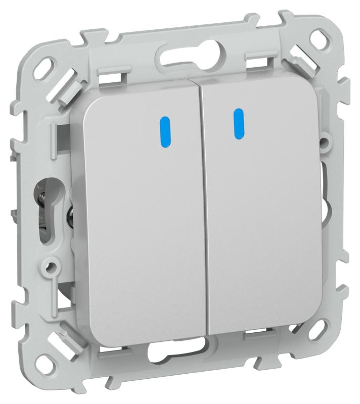 выключатель 2-кл. сп flite вс12-1-1-фла 10а с индикацией механизм алюм. iek fi-v20-1-10-1-k47 от BTSprom.by