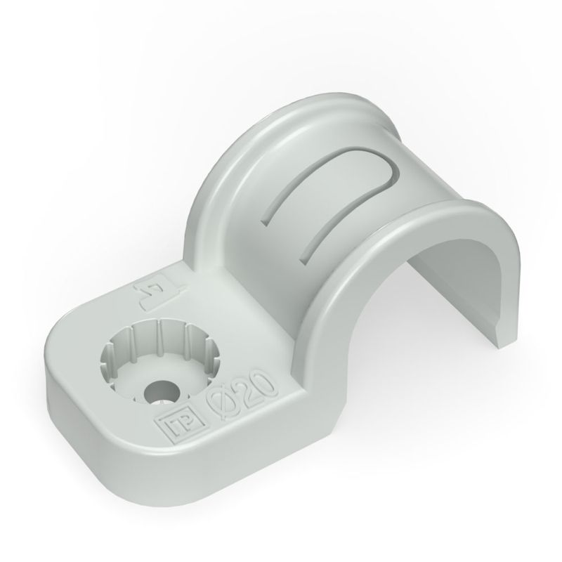 крепеж-скоба односторонняя d20мм для прямого монтажа атмосф. пластик. сер. (уп.50шт) промрукав pr13.0369 от BTSprom.by