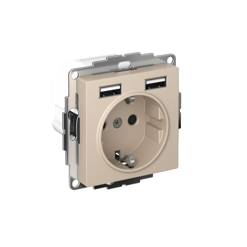 розетка atlasdesign 16а с 2-мя заряд. устройствами usb тип a+a 5в/2.4а 2х5в/1.2а механизм песочн. se atn001230 от BTSprom.by