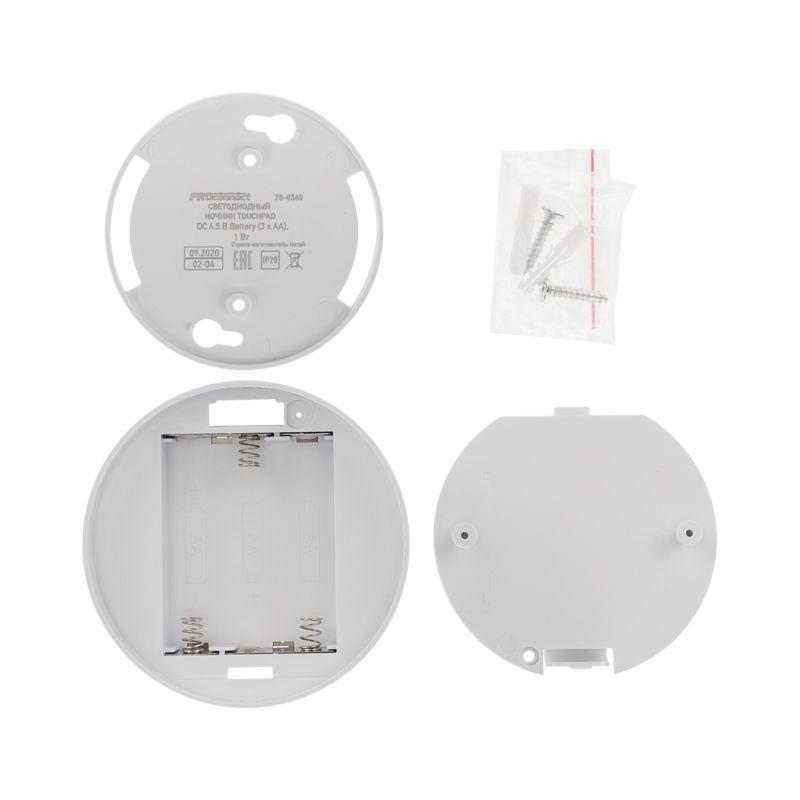  Ночник светодиодный TOUCHPAD с сенсорным выключателем и диммером 3хАА тепл. бел. PROCONNECT 75-0361 фото в каталоге от BTSprom.by