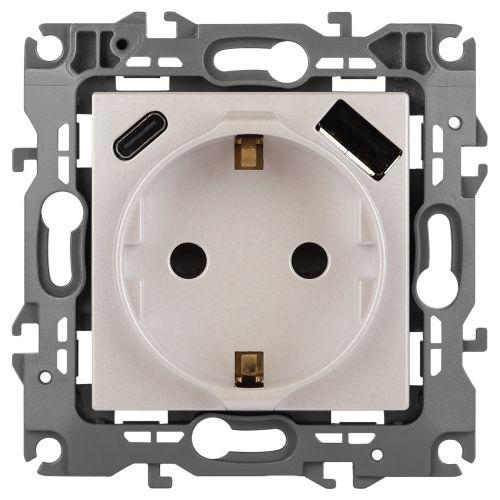 розетка эра12 12-4108-15 16а 250в 2p+e с usb type-a+c 5в-3а защ. шторки перламутр эра б0067767 от BTSprom.by