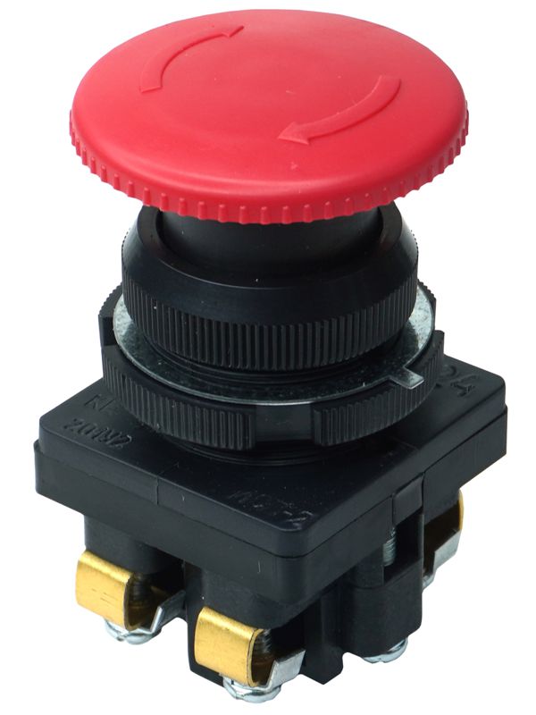 выключатель кнопочный ке-201 у2 исп.2 1но+1нз гриб с фиксацией 10а ip54 660в красн. электротехник et561481 от BTSprom.by