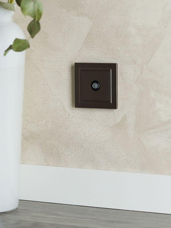  Розетка телевизионная проходная TV СП Brite РТВ10-0-БрТБ механизм бронза IEK BR-A10-P-K45 фото в каталоге от BTSprom.by