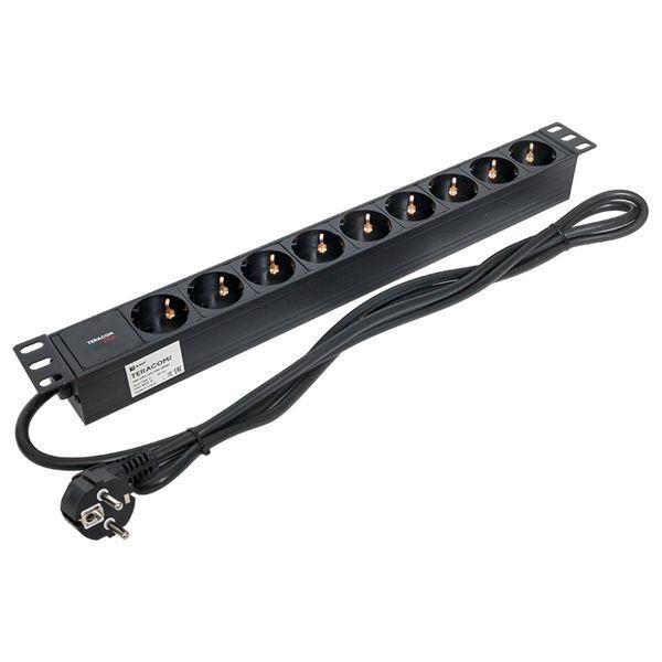  Блок PDU TERACOM PRO 19дюйм 1U 16А/250В 9 роз. Schuko шнур 2м 3х1.5кв.мм вилка Schuko корпус алюм. черн. EKF TRP-HPD-16A-9SH-2MSH фото в каталоге от BTSprom.by