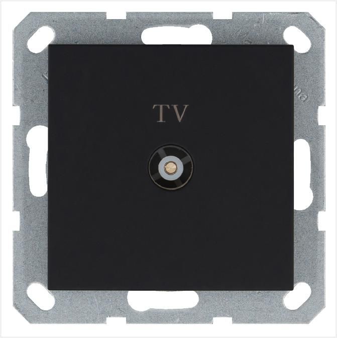 розетка телевизионная оконечная tv ф9.5мм механизм черн. матов. soft touch jasmart g6001pb от BTSprom.by