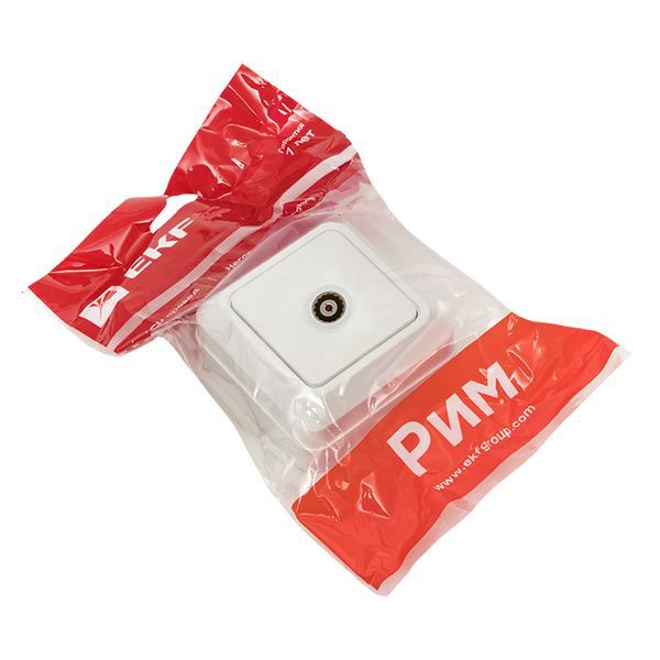  Розетка телевизионная TV 1-м ОП Рим 5-862МГц 75Ом бел. PROxima EKF ENA00-027-10 фото в каталоге от BTSprom.by