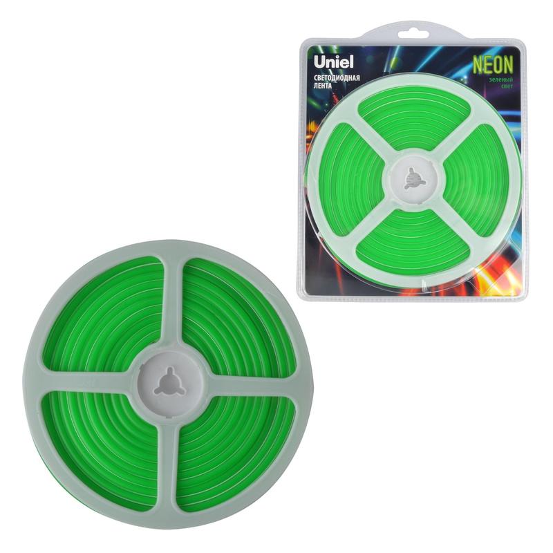 лента светодиодная гибкая uls-n01-2835-120led/m-6mm-ip67-dc12v-9w/m-5m-green neon (блист. 5м) свет зел. uniel ul-00009086 от BTSprom.by