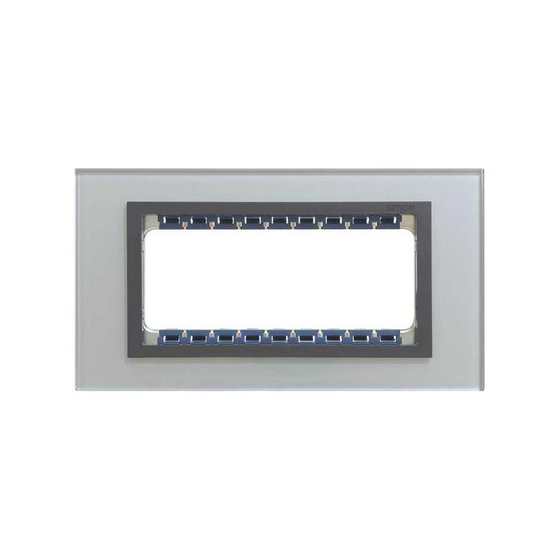 рамка 5мод. simon82 centralizations узкая с суппортом серебро/алюм. стекло simon 82857-35 от BTSprom.by