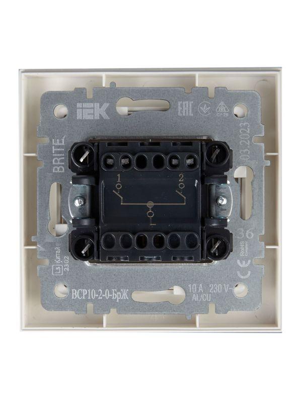  Выключатель 2-кл. СП BRITE ВСР10-2-0-БрЖ 10А в сборе жемчуж. IEK BR-V20-0-10-K36-F фото в каталоге от BTSprom.by