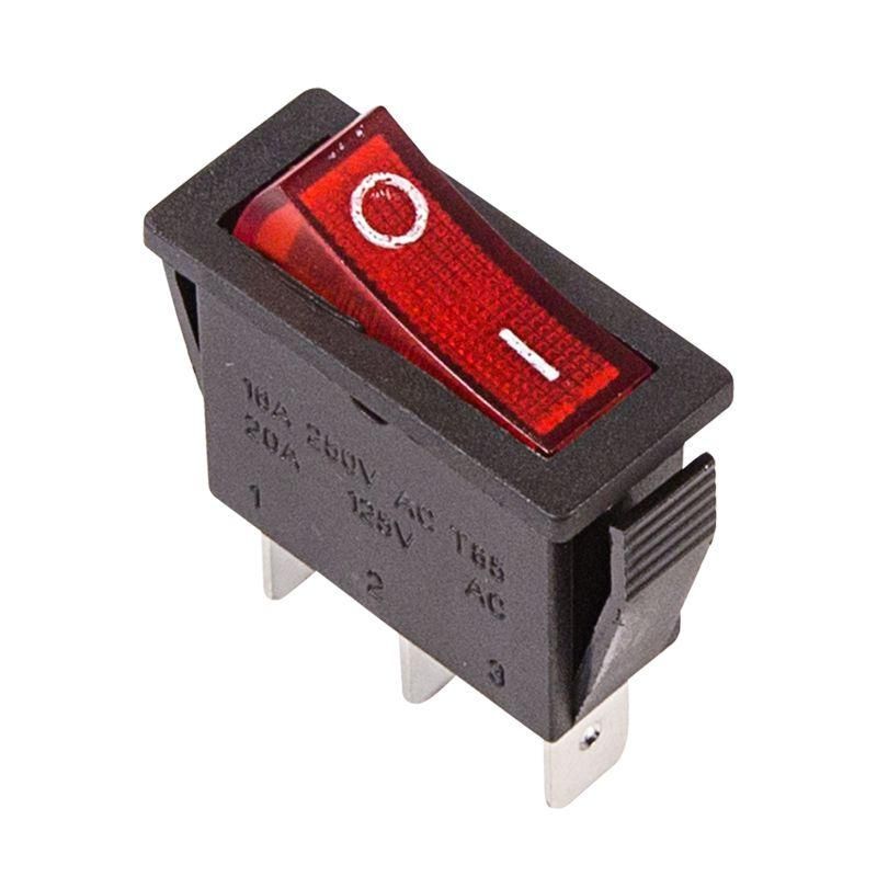 выключатель клавишн. 250в 15а (3с) on-off красн. с подсветкой (rwb-404; sc-791; irs-101-1c) rexant 36-2210 от BTSprom.by