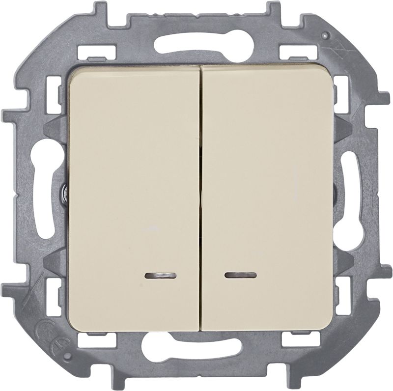  Выключатель 2-кл. Inspiria 10А IP20 250В 10AX с подсветкой/индикацией механизм сл. кость IEK 673631 фото в каталоге от BTSprom.by