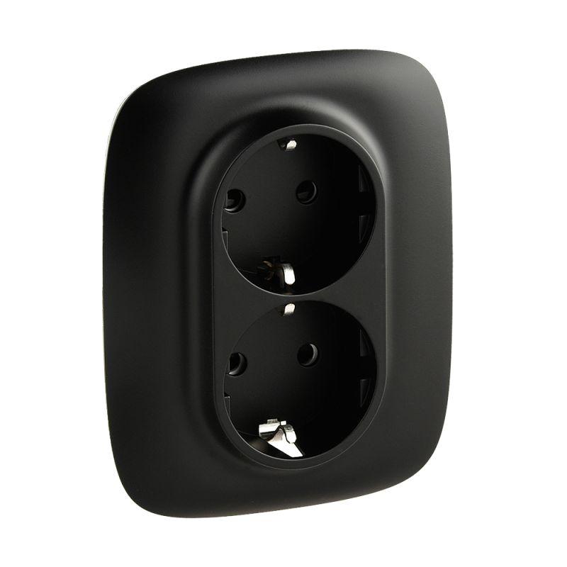 розетка 2-м сп valena allure 16а ip20 250в 2х2p+e защ. шторки безвинт. клеммы с лицев. панелью антрацит leg 753936 от BTSprom.by