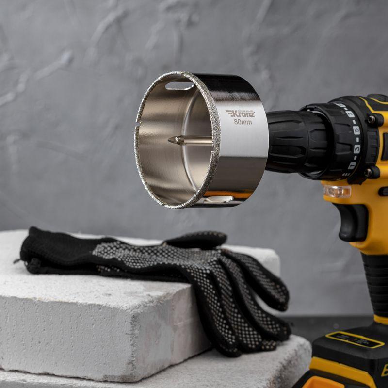  Коронка алмазная 80мм по керамограниту с центровочным сверлом Kranz KR-92-0020 фото в каталоге от BTSprom.by