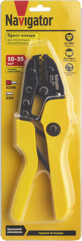  Пресс-клещи 80 381 NHT-Pkv01-M-35 для втулочных 35кв.мм Navigator 80381 фото в каталоге от BTSprom.by
