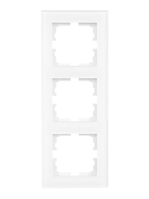  Рамка 3-местн. вертик. VESNA стекло бел. LEZARD 742-5480-153 фото в каталоге от BTSprom.by