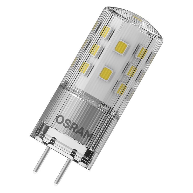 лампа светодиодная led star 470лм 4вт 2700к тепл. бел. gy6.35 pin угол пучка 320град. 12в (замена 40вт) прозр. пластик osram 4058075607224 от BTSprom.by