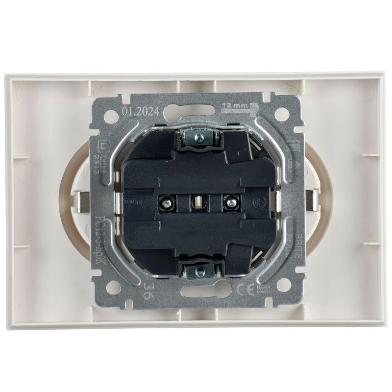  Розетка 2-м СП BRITE РС12-3-БрЖ 16А в сборе с заземл. без защ. шторок жемчуж. IEK BR-R21-16-K36-F фото в каталоге от BTSprom.by