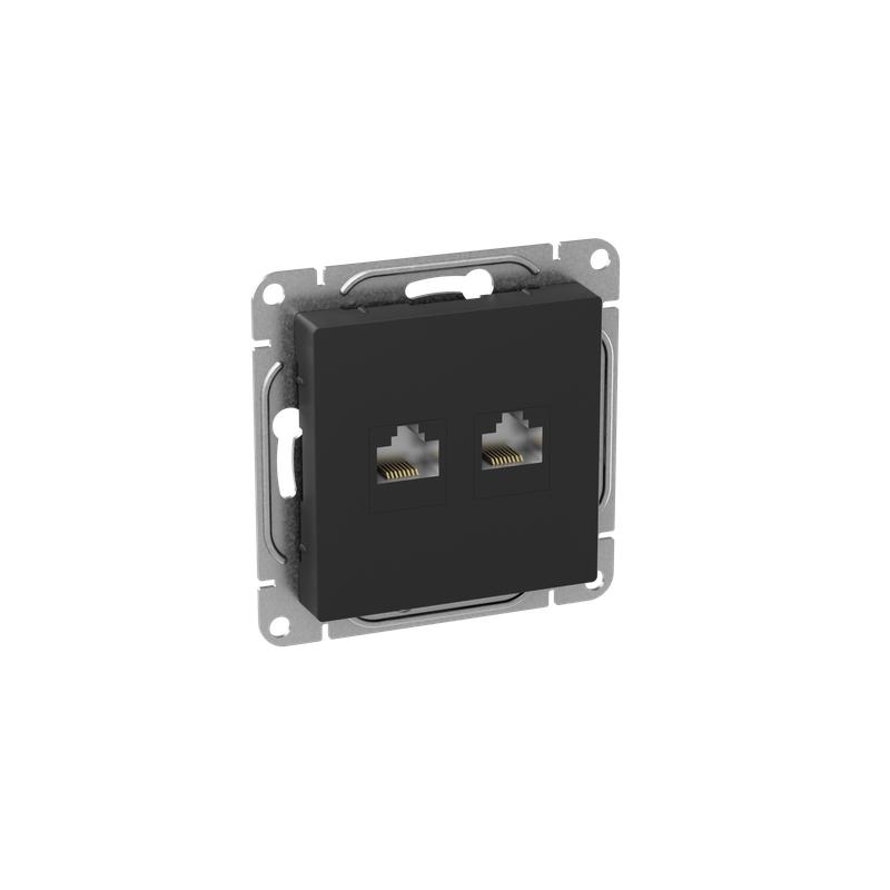 розетка компьютерная 2-м сп эпика rj45 кат.5 механизм черн. ekf up1-sob-2rj45-5 от BTSprom.by