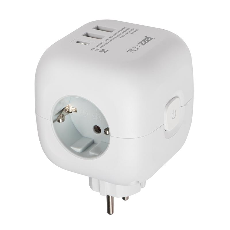 разветвитель 3-м с заземл. 2хusb type-a + 1х type-c ac-3ugs-wh с выкл. бел. jazzway 5060630 от BTSprom.by
