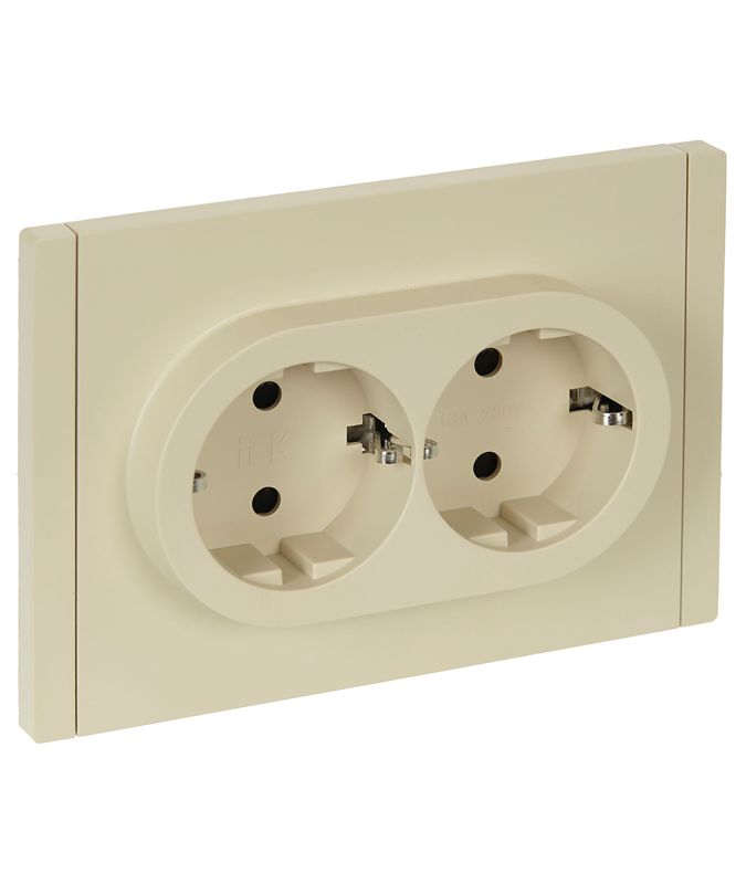 розетка 2-м сп forte&piano fp423 16а с заземл. защ. шторки безвинт. крепл. ваниль iek fp-r24-16-1-k10 от BTSprom.by
