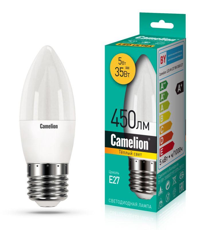 лампа светодиодная ledrb/5-c35/830/e27 5вт 220в led-m c37 3000к e27 camelion 15051 от BTSprom.by