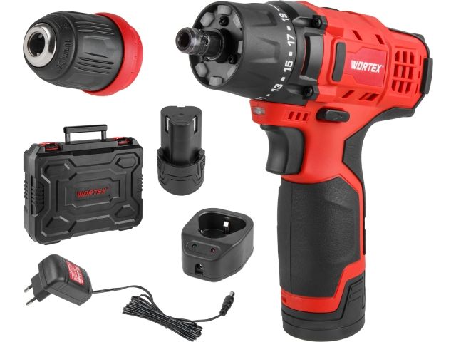 аккум. дрель-шуруповерт wortex bd 1215 liset в чем. 12 в, 30 н*м, 2х1.5 а*ч, бзп 10 мм (быстросъемный патрон, шурупы до 6 мм) 1326470 от BTSprom.by