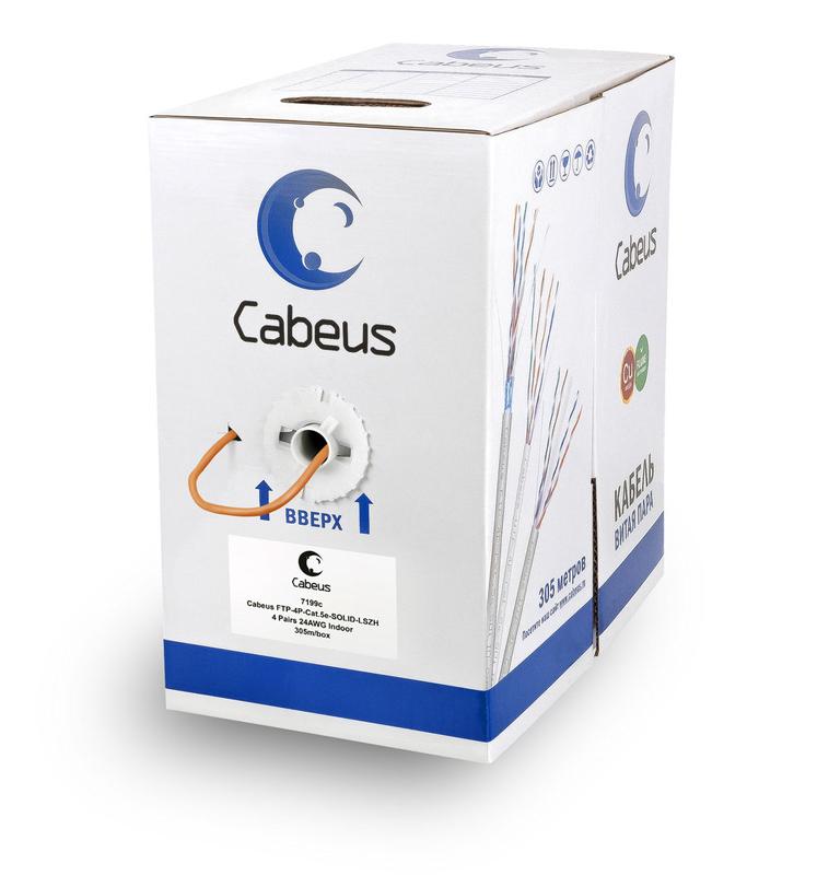 кабель витая пара f/utp кат.5e 4х2х24awg solid lszh нг(а)-hf ftp-4p-cat.5e-solid-lszh оранж. (уп.305м) cabeus 7199c от BTSprom.by
