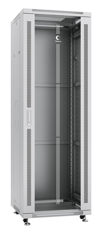 шкаф монтажный телекоммуникационный напольный sh-05c-37u60/60 19дюйм для распред. и серверн. оборудования 37u 600х600х1833мм передн. стеклян. и задн. сплошн. метал. двери ручка с замком сер. (ral 7035) cabeus 7640c от BTSprom.by