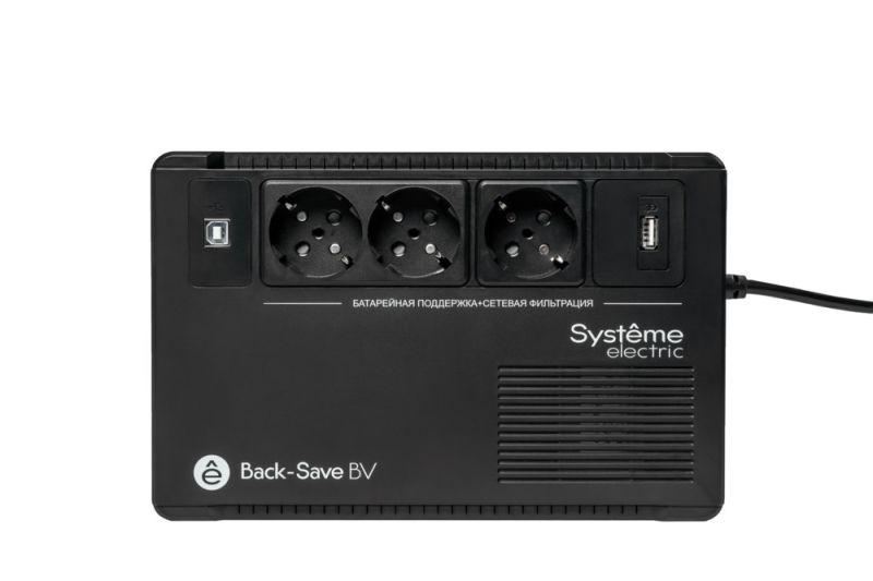  Источник бесперебойного питания Back-Save BV SE 400В.А AVR 3 Schuko 230В 1 USB-A SE BVSE400RS фото в каталоге от BTSprom.by