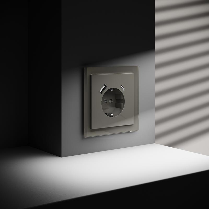  Розетка 1-м СП S70 16А с USB A+С с заземл. защ. шторки механизм шелк Voltum VLS040504 фото в каталоге от BTSprom.by