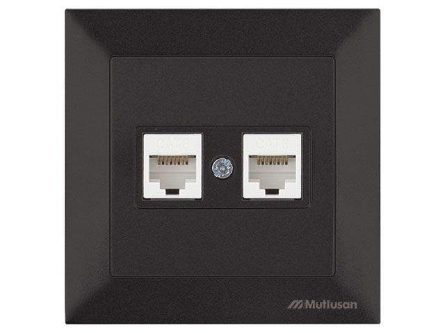 розетка компьютерная 2xrj45 (cat6, скрытая) черная, daria, mutlusan ((2xrj 45) 8-pin, соединения типа 568a или 568b) от BTSprom.by