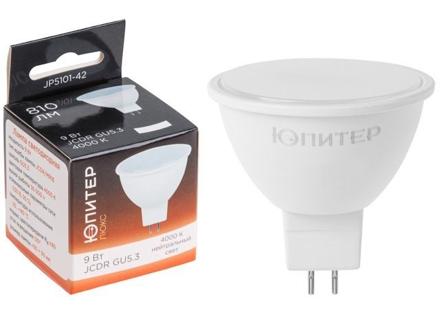 лампа светодиодная jcdr 9 вт 230в gu5.3 4000к юпитер люкс jp5101-42 от BTSprom.by