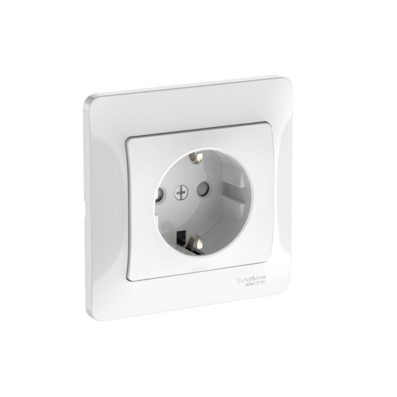 розетка glossa 16а с заземл. защ. шторки быстрозажим. клем. в сборе бел. se gsl000144s от BTSprom.by