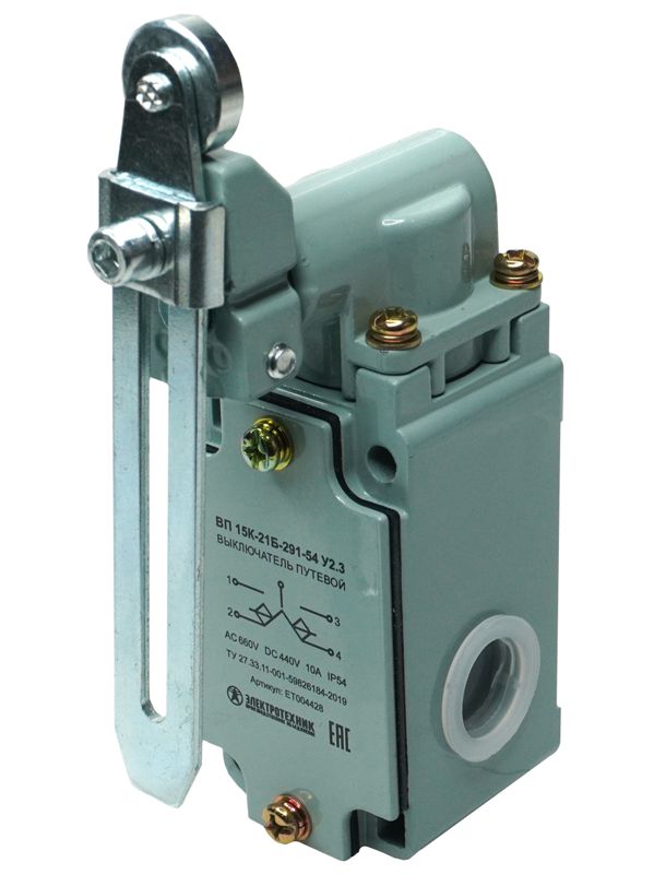 выключатель путевой вп 15к-21б-291-54 у2.3 ip54 рычаг с роликом регулир. по длине полумгновенный et004428 от BTSprom.by