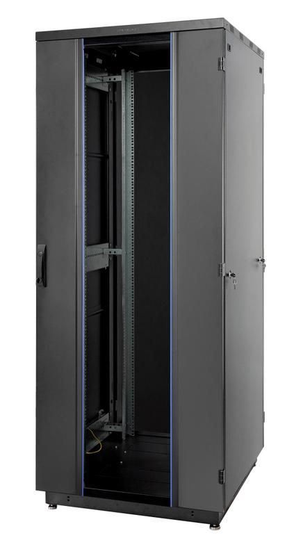 шкаф racknet s3000 47u 800х1000 передняя дверь стекло 1-ств. задняя дверь метал. 2-ств. черн. eurolan 60f-47-8a-31bl от BTSprom.by