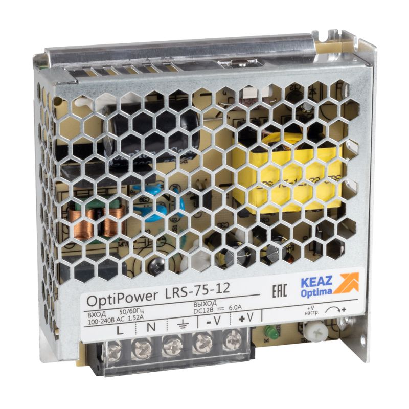 Блок питания панельный OptiPower LRS 75-12 6A КЭАЗ 328876 фото в каталоге от BTSprom.by