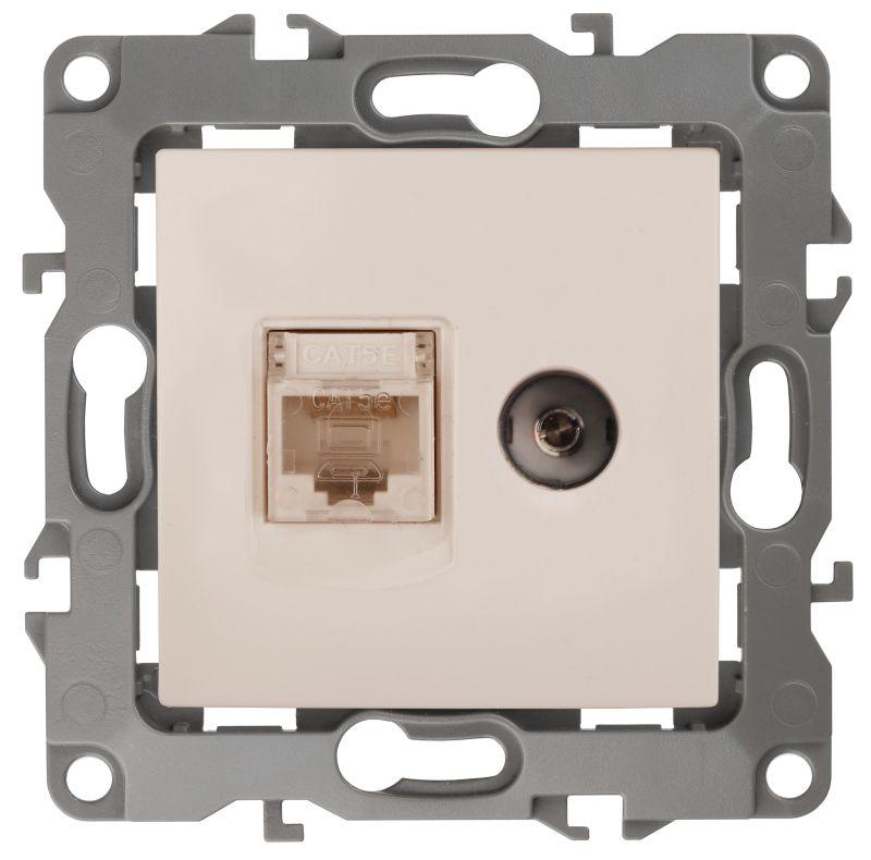 розетка компьютерная + телевизионная эра12 12-3110-02 rj45 + tv ip20 сл. кость эра б0027442 от BTSprom.by