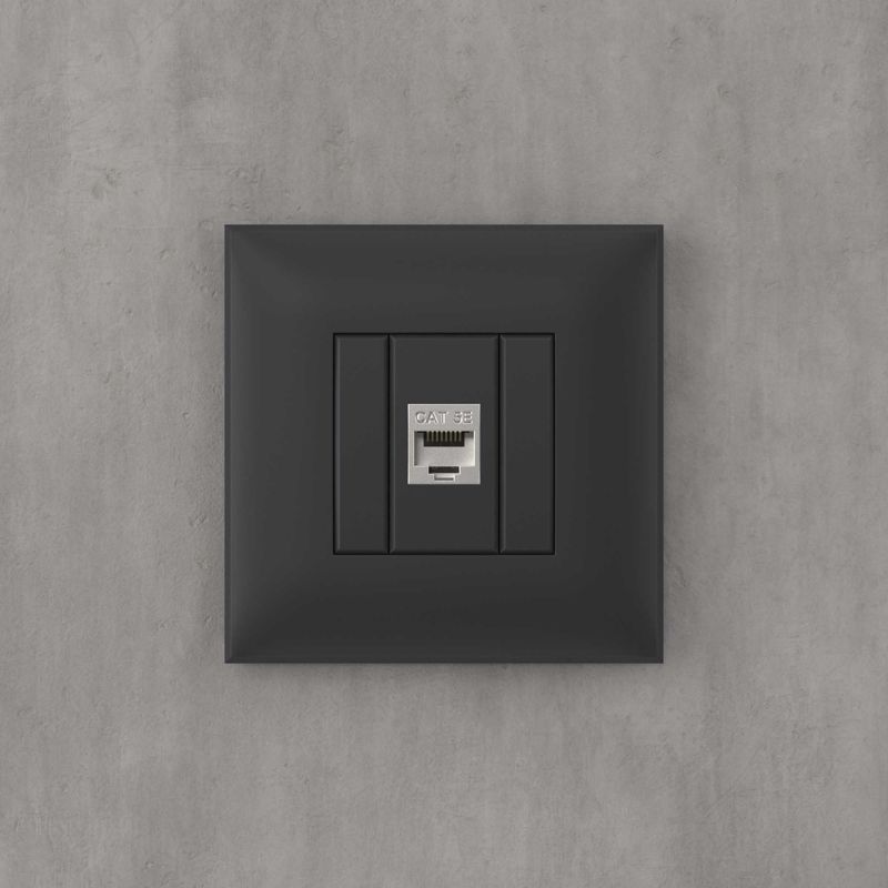  Розетка компьютерная 1-м СП Avanti "Черный матовый" RJ45 кат.5E без шторок экранир. механизм DKC 4412763 фото в каталоге от BTSprom.by