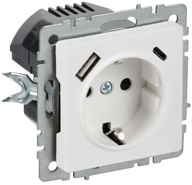 розетка brite рюш11-1-браб 16а с usb a+c 18вт с заземл. защ. шторки механизм арктич. бел. iek br-r14-16-u22-018-k91 от BTSprom.by