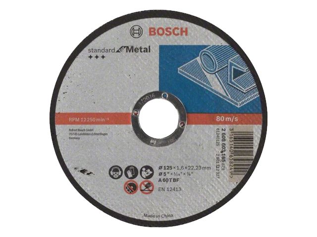 круг отрезной 125х1.6x22.2 мм для металла standart bosch 2608603165 от BTSprom.by