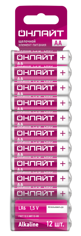элемент питания алкалиновый 90 636 obt-alk-lr6-bp12 (блист.12шт) онлайт 90636 от BTSprom.by