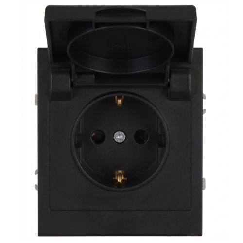 розетка 1-м с заземл. со шторками с крышкой сп 16а ip20 250в arktik антрацит эра б0070438 от BTSprom.by