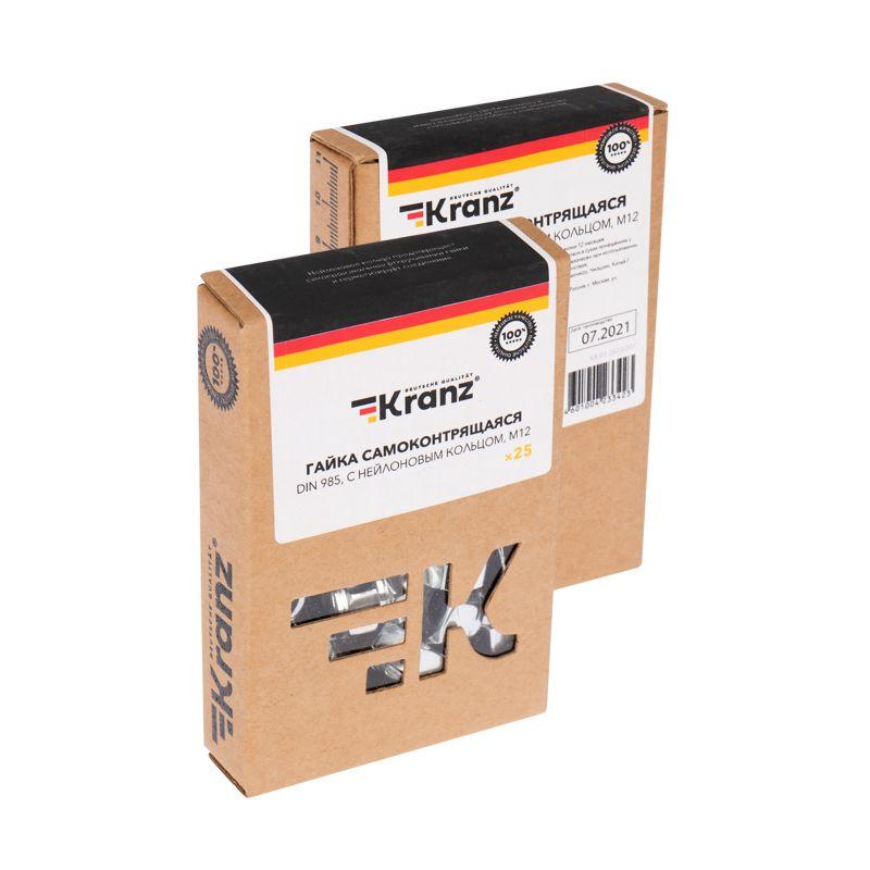  Гайка самоконтрящаяся DIN 985 с нейлоновым кольцом M12 (уп.25шт) Kranz KR-01-3523-007 фото в каталоге от BTSprom.by