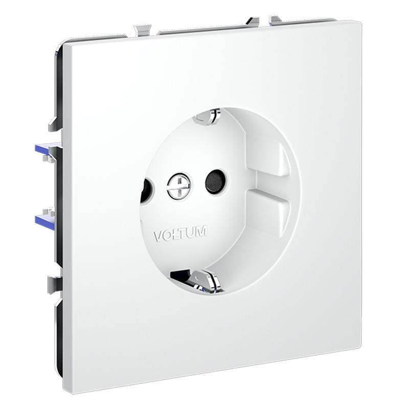  Розетка 1-м СП S70 16А с заземл. защ. шторки механизм бел. матов. Voltum VLS040202 фото в каталоге от BTSprom.by