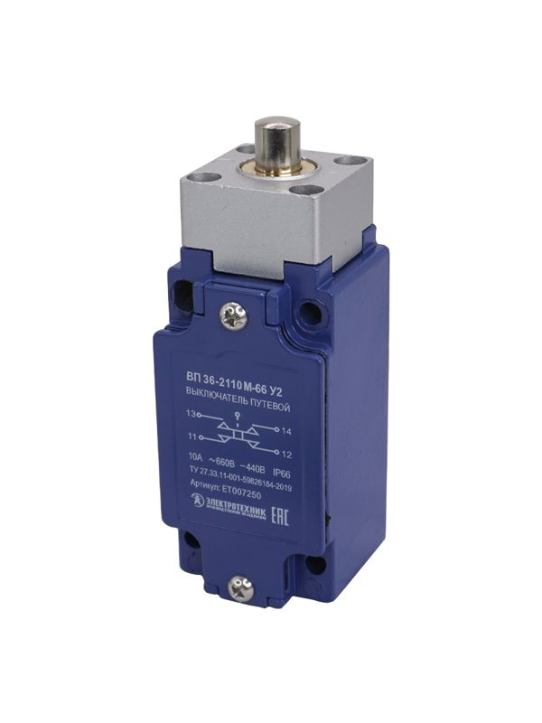 выключатель путевой вп 36-2110м-66 у2 1но+1нз 3а ip66 толкатель безинерционный 30х60мм без сальника электротехник et007250 от BTSprom.by