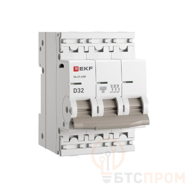 Выключатель автоматический 3п D 32А 4.5кА ВА 47-63N PROxima EKF M634332D фото в каталоге от BTSprom.by  Выключатель автоматический 3п D 32А 4.5кА ВА 47-63N PROxima EKF M634332D фото в каталоге от BTSprom.by