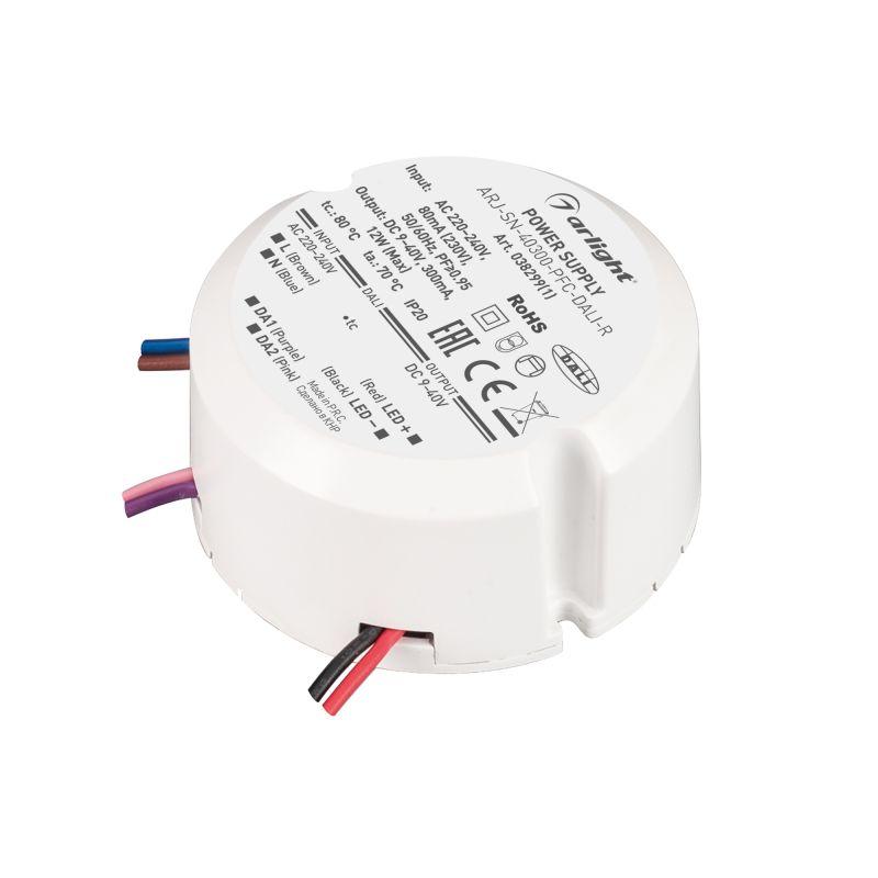 блок питания arj-sn-40300-pfc-dali-r 12вт 9-40в 0.3а ip20 пластик arlight 038299(1) от BTSprom.by